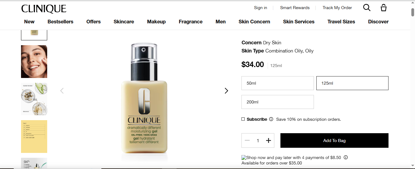 Dramatically moisturizer Gel Oily skin Clinique